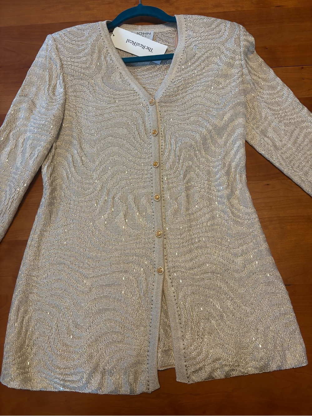 Vintage St. John Evening by Marie Gray Gold Metallic Knit Skirt Set 4/6 USA - Picture 3 of 7